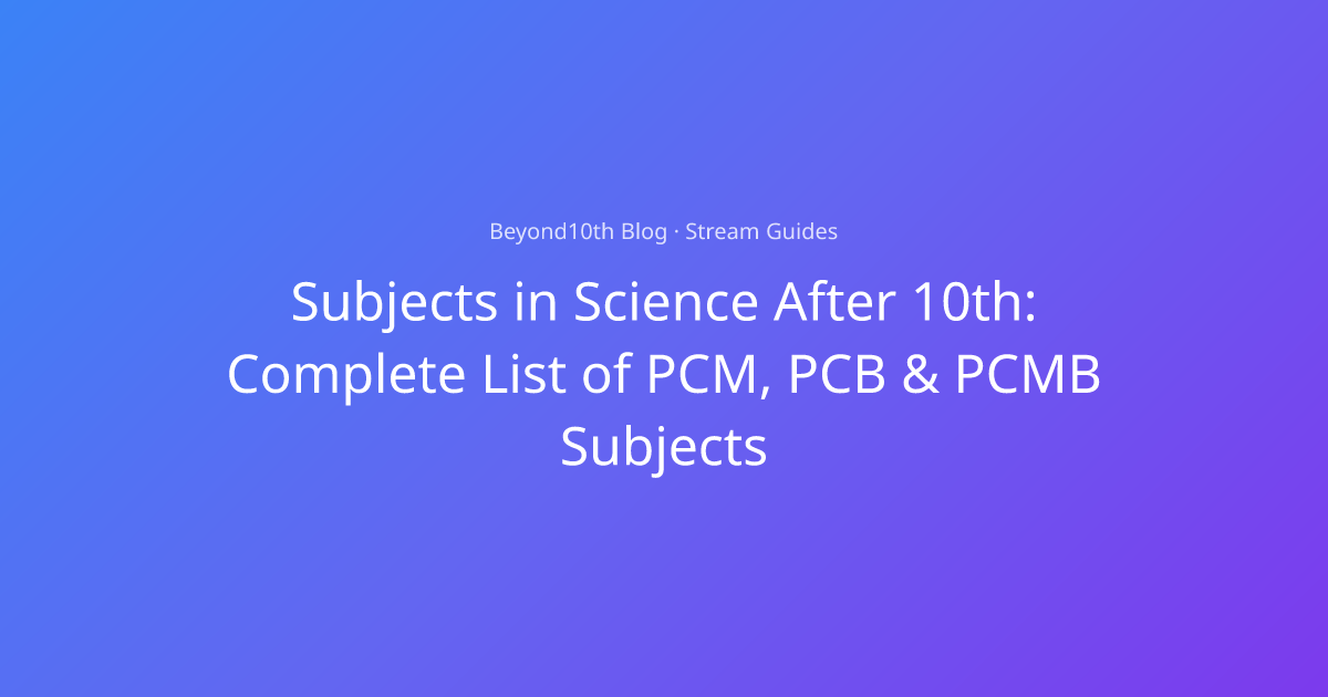 Subjects in Science After 10th: PCM & PCB | Beyond10th